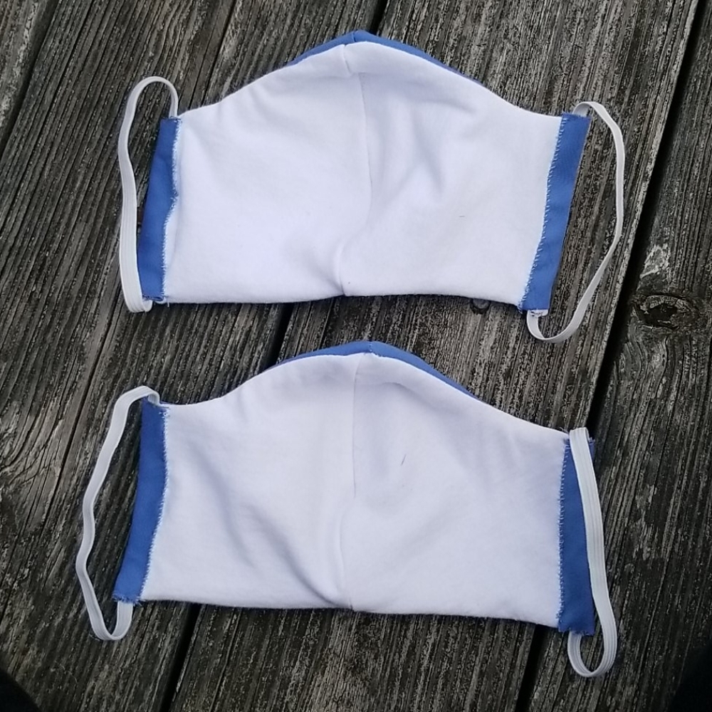 2 Handmade Adult Blue Cotton Washable Face Masks - Picture 4 of 5